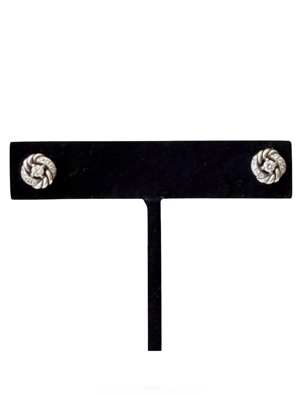 David Yurman Petite Pav Infinity Diamond Stud Earrings Sterling Silver